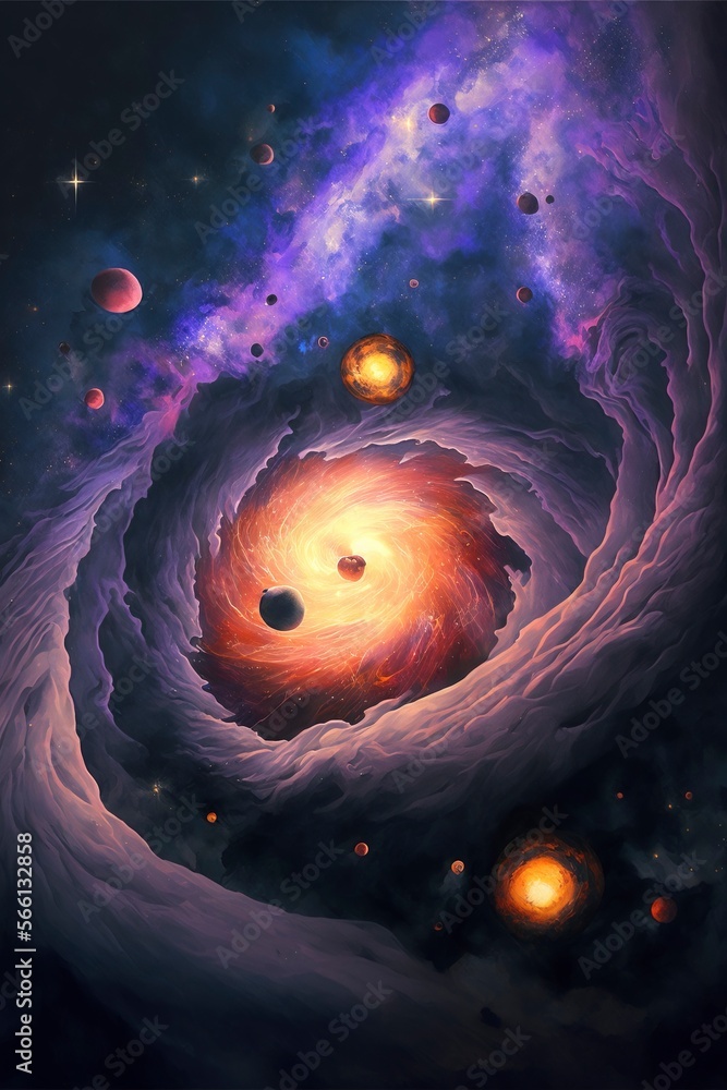 Wall mural mysterious vast galaxy with generative ai