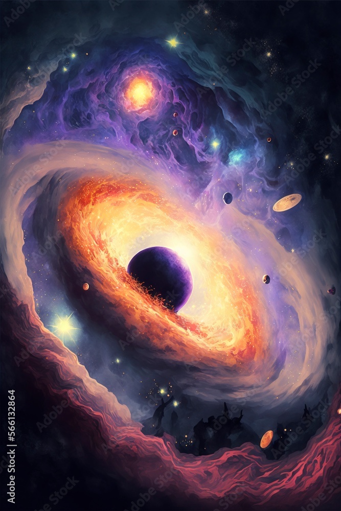 Wall mural mysterious vast galaxy with generative ai