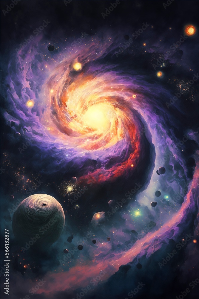 Wall mural mysterious vast galaxy with generative ai