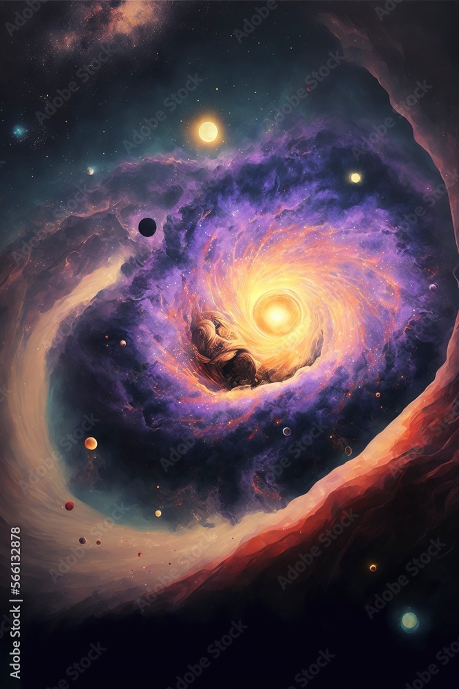 Wall mural mysterious vast galaxy with generative ai