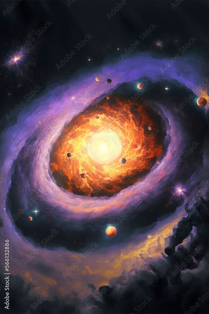 Wall mural mysterious vast galaxy with generative ai