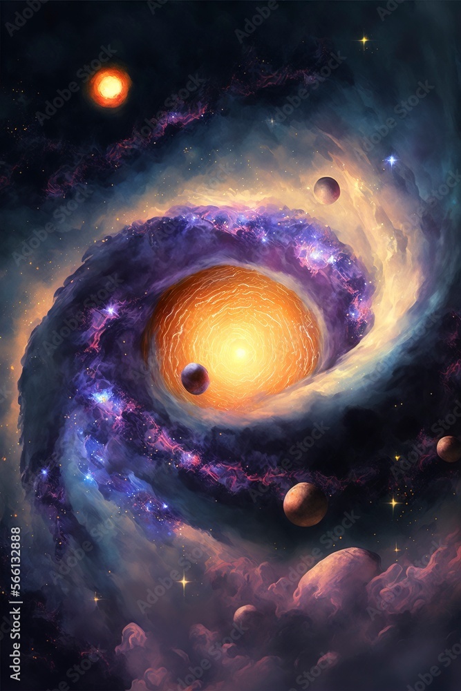 Wall mural mysterious vast galaxy with generative ai