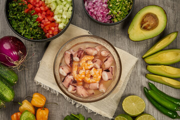 Shrimp broth without shells with vegetables for side dish