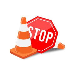 Traffic cone icon, cartoon style, equipment for safety.