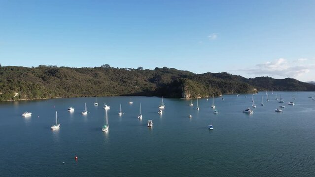 Drone footage of Whitianga Harbor in the Coromandel in New Zealand.