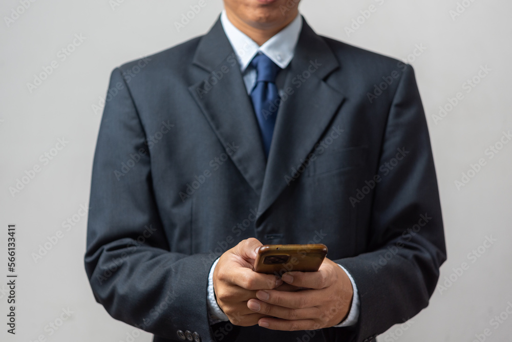 Aufkleber man using mobile smart phone.digital technology communications concept.