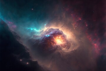 Obraz na płótnie Canvas A nebula, deep space with Generative AI 
