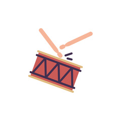 Drum and drum sticks flat icon