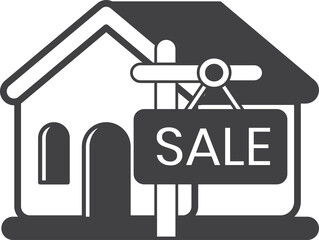 house with sale sign illustration in minimal style