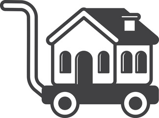 house with warehouse cart illustration in minimal style