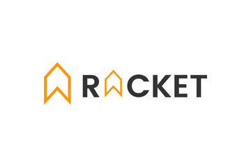 vector flat rocket logo templet 