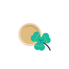 Coin and clover flat icon