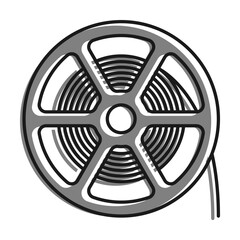 Obraz premium Linear filled with gray color icon. Reel With Old 35 Mm Photo Film. World Cinema Day December 28th. Simple black and white vector