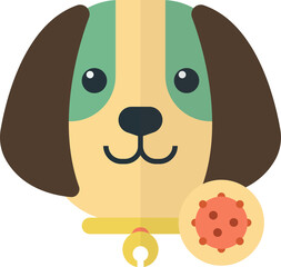 dog with virus illustration in minimal style