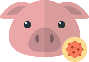 Pig and virus illustration in minimal style