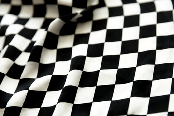 Fototapeta premium Blurred defocused black and white square and rhombus fabric pattern