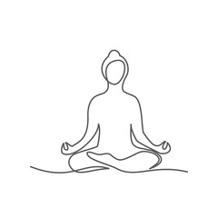Yoga One line drawing on white background