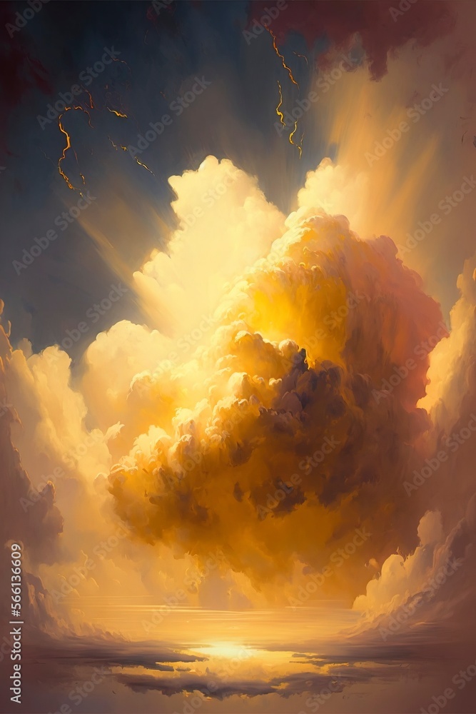 Wall mural clouds with generative ai