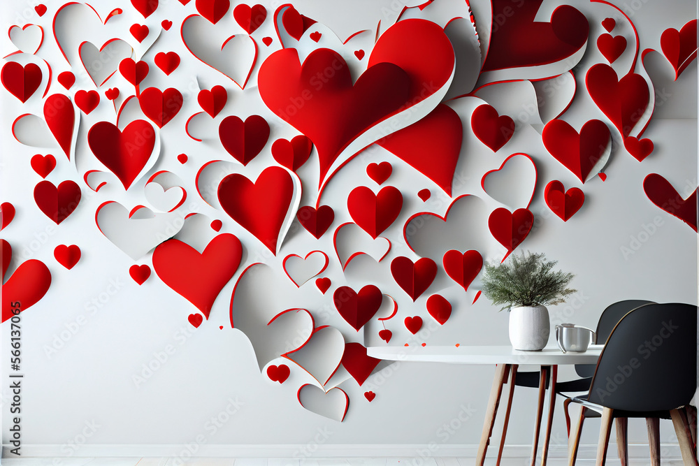 Wall mural beatiful heart wallpaper background. generative ai