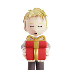 Man holding a gift box 3d character