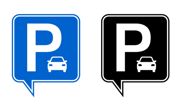 道路標識　駐車場と車のアイコン