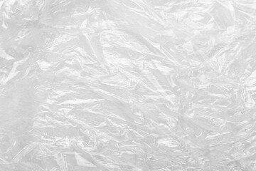 Crumpled white polyethylene as background, closeup