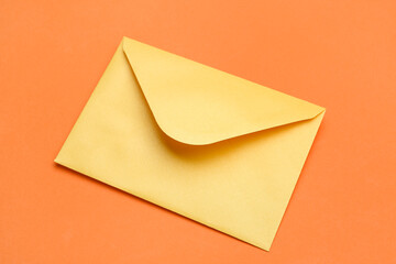 Yellow envelope on color background