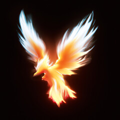 Phoenix in fire and flames