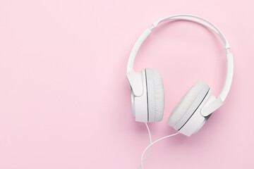 Headphones on pink