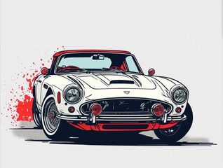 old fashioned speed car made with generative ai, vector style, flat, illustration, cartoon, line, vehicle