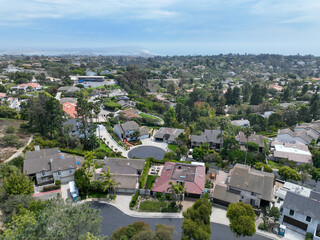 Obraz premium Aerial view over La Jolla Hills with big villas, San Diego, California, USA