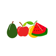 group of fresh fruits healthy food illustration