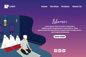 Moslem flat design vector, Moslem design vector, Moslem flat design template