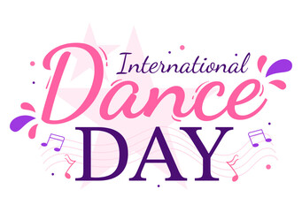 Fototapeta na wymiar International Dance Day Illustration with Professional Dancing Performing Couple or Single in Flat Cartoon Hand Drawn for Landing Page Templates