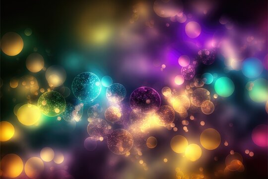 Rainbow Bubble Bokeh Background, AI Generated Background with Sparkling Abstract Colorful Bubbles