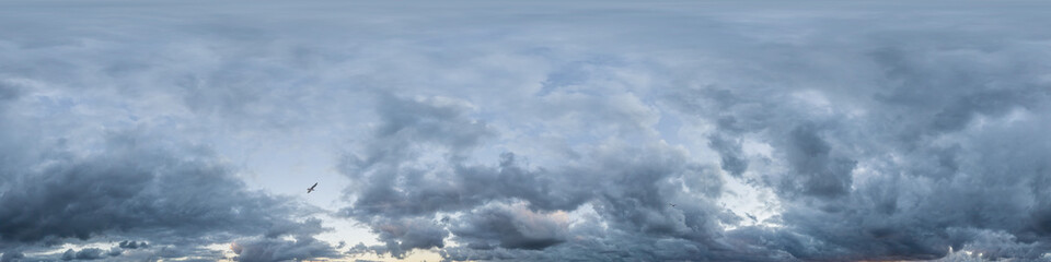 Overcast sky panorama on rainy day with Nimbostratus clouds in seamless spherical equirectangular...
