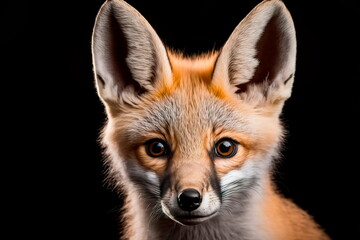 Cute face of a fox cub in the studio Generative AI