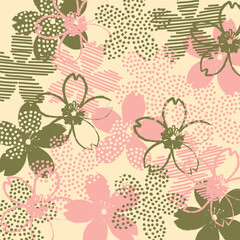 くすみカラーの桜の花背景