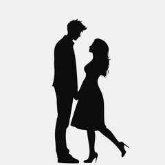 Obraz na płótnie Canvas Romantic couple silhouette. Design for valentines day. Vector illustration