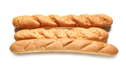 Delicious baguettes isolated on white background