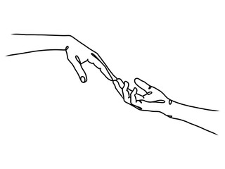 Continuous Line Drawing of Hands Couple Trendy Minimalist Illustration.