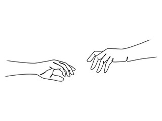 Continuous Line Drawing of Hands Couple Trendy Minimalist Illustration.