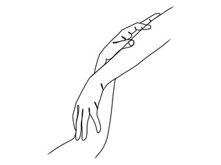 Continuous Line Drawing of Hands Couple Trendy Minimalist Illustration.