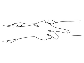 Continuous Line Drawing of Hands Couple Trendy Minimalist Illustration.
