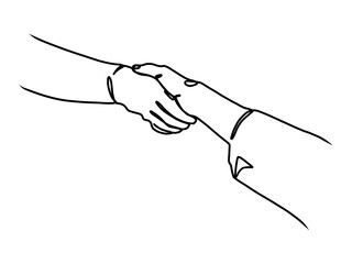 Continuous Line Drawing of Hands Couple Trendy Minimalist Illustration.