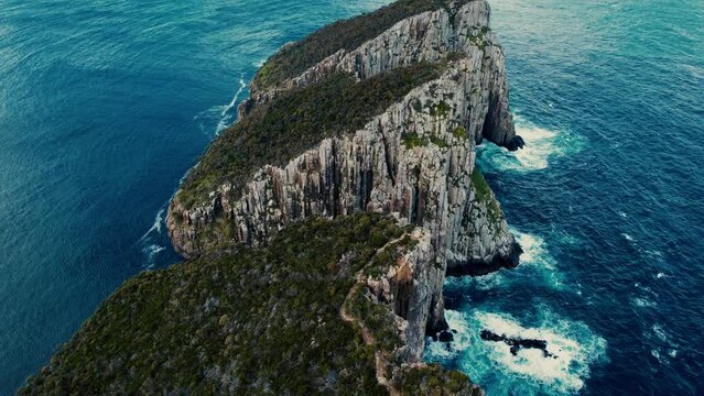 Cape Hauy Drone View of Slanted Peninsula in Tasmania, Australia