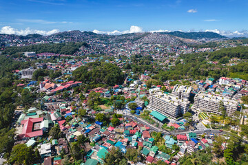 Fototapeta na wymiar Baguio City, Philippines - Aerial of the urban area and skyline of Baguio City.