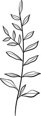 Naklejka premium Hand drawn leaf branch line art