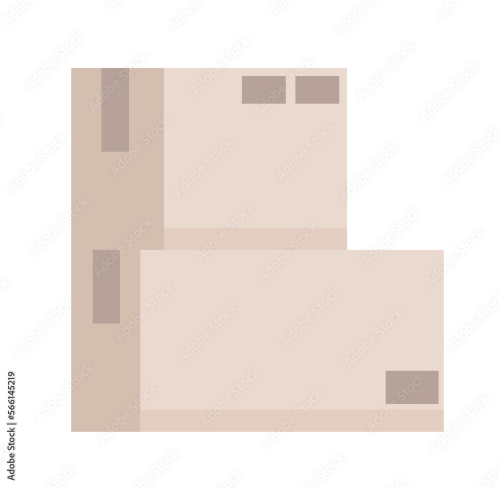 Poster corrugated shipping boxes semi flat color vector objects. editable items. cardboard materials. full 