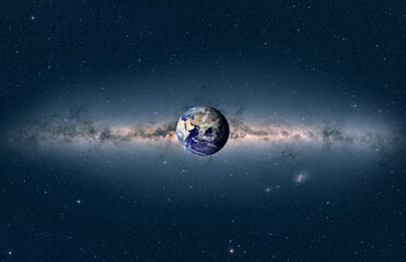 The Earth from space milky way in the background "Elements of this image furnished by NASA "